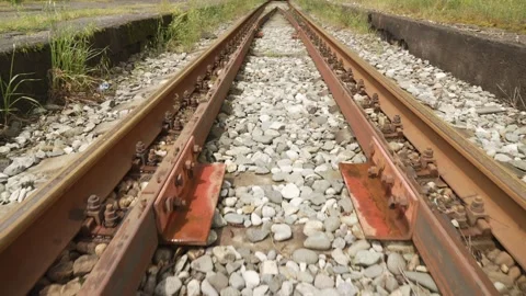 Motion-blur footage from a moving train over the railway tracks Stock Footage 196331946