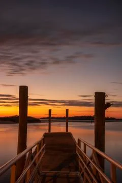 A motion-blur image of a boat launch, located in Daytona Beach, Florida Stock Photos