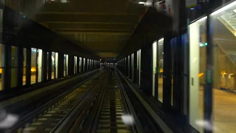 Motion blur inside Paris Metro tunnel July 16 2025 스톡 동영상 314980237