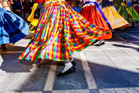 Motion Blur of Multi-Colored Traditional Skirts Photos