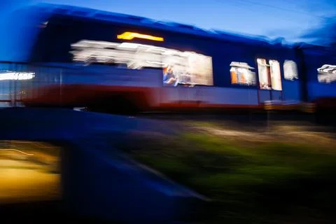 Motion Blur of a Passing Train in Benidorm Stock Photos