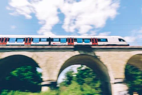 Motion blur Swiss train Stock Photos