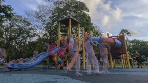 Motion blur time lapse at playground. Stock Footage 105688725