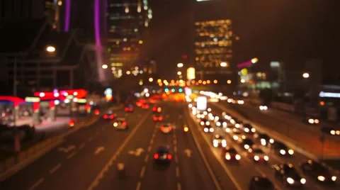 Motion blur traffic at night Stock Footage 54621838