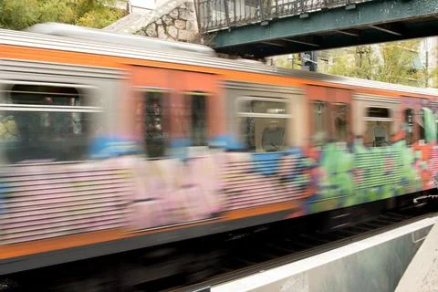 Motion blur of a train Stock Photos
