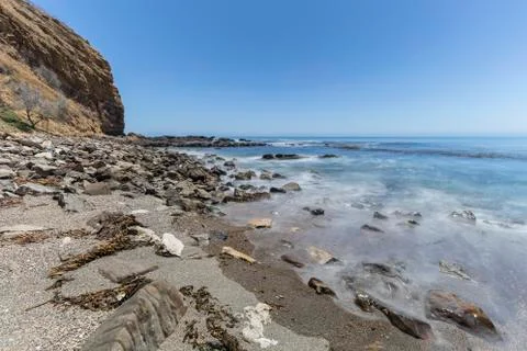 Motion blur waves at Abalone Cove Shoreline Park in California Stock Photos