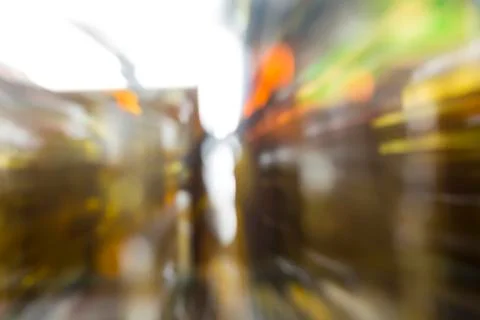 Motion blurred background with bokeh, long exposure with zoom effect Stock Photos