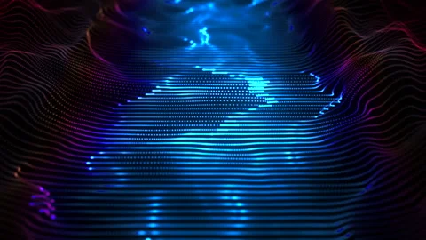 Motion of bright dotted lines on three-dimensional wavy surface Video stock 265562306