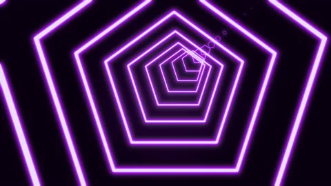 Motion in bright green colored neon pentagon tunnel on black background, 3d Video stock 157356337