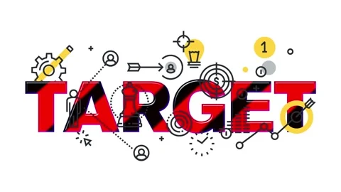Motion of business goal concept with target symbol and various icons. Stock Footage 340282377