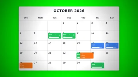 Motion Calendar Video Showing Dynamic Scheduling and Date Changes in Octobe.. 库存影片 342569907