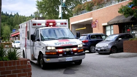 Motion of camera chasing ambulance car leaving after rescue action Stock Footage 77862691