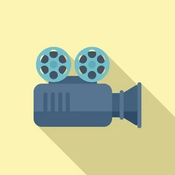 Motion camera icon flat vector. Montage film Stock Illustration