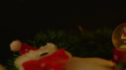 Motion candle burning with snow globe footage. Merry Christmas 스톡 동영상 99133327