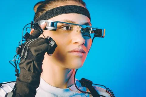 Motion caption virtual reality Stock Photos