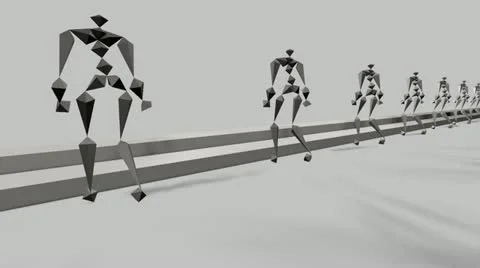 Motion captured crowd Stock Footage 18196683