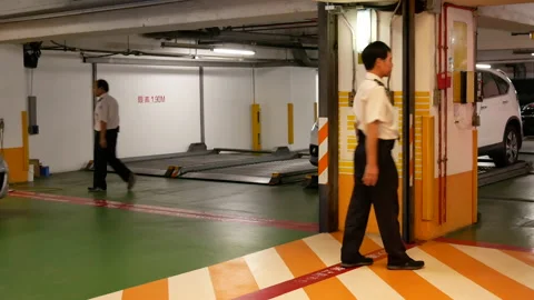 Motion of car leaving underground parking Stock Footage 96133028
