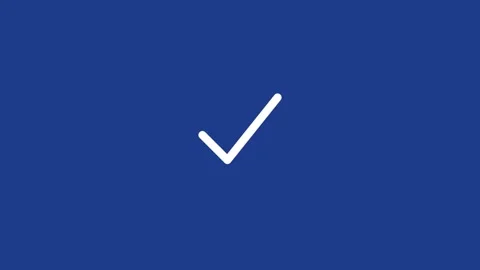 Motion of a Checkmark Symbol in Blue Background for Verification and Succes.. Stockbeeldmateriaal 342568747