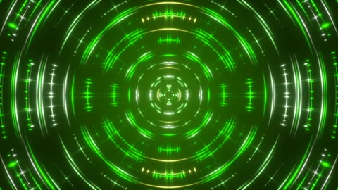 Motion circles and flashing light, green abstract background, loop Stock Footage 90899576