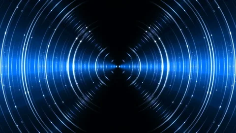 Motion circles and flashing light on black background, loop Stock Footage 145671473