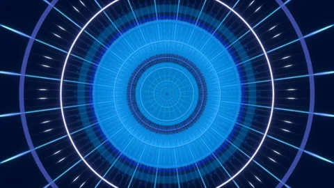 Motion circles and particles on blue background, loop Stock Footage 124864262