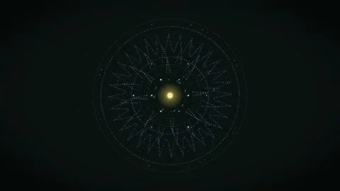 Motion of circles and patterns in dark space with light at center Stock Footage 337301345