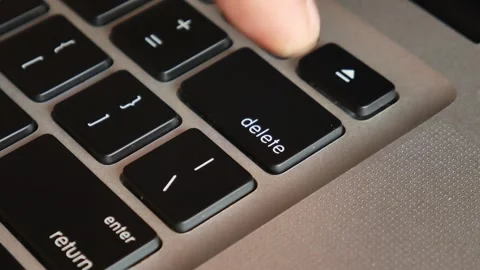 Motion close up finger click delete button. Video stock 291854417