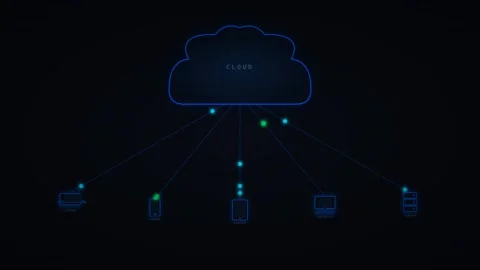 Motion of Cloud Computing Data Transfer in Network Infrastructure for Cloud.. 库存影片 342768671