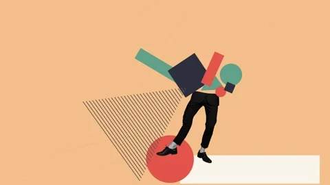 Motion collage video of anonym bodyless businessman legs geometric figures Video stock 302966618