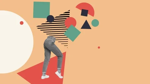 Motion collage video of anonym bodyless female legs walk geometry figure Stock-Footage 302966653