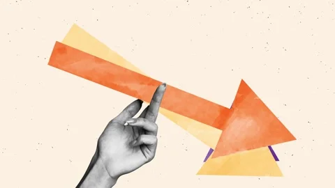 Motion collage video of hand hold arrow business development Video stock 302973368