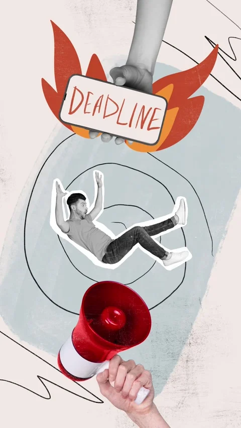 Motion collage video of scared man fall deadline expire burn phone Stock-Footage 302972065