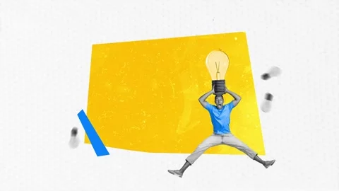 Motion collage video of shocked man hold light bulb idea Stock Footage 302979740