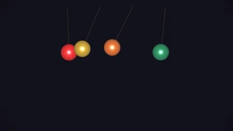 Motion of colored balls on strings in dark background Stock Footage 338318071