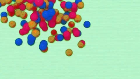 Motion of colorful animated spheres  in comic style - 3d animation on green s Stock Footage 166377002