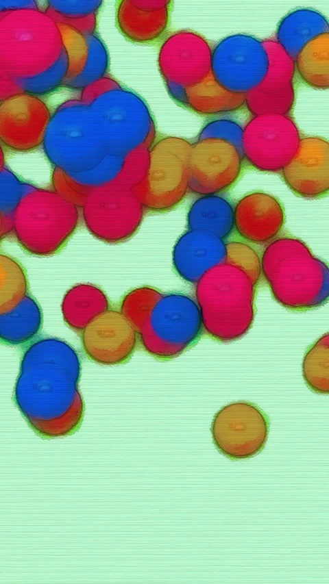 Motion of colorful animated spheres  in comic style - 3d vertical video ani.. Stock Footage 234879553
