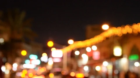 Motion of colorful diffused blurred and defocused twinkling light of city trafic Stock Footage 100146162