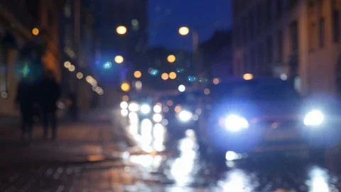 Motion of colorful diffused blurred and defocused twinkling light of city trafic Stock Footage 106268825