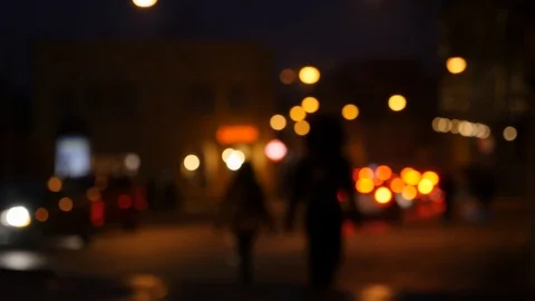 Motion of colorful diffused blurred and defocused twinkling light of city trafic Stock Footage 106268947