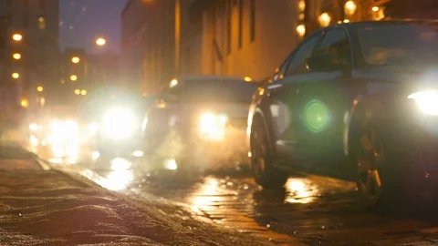 Motion of colorful diffused blurred and defocused twinkling light of city trafic Stock Footage 107627704