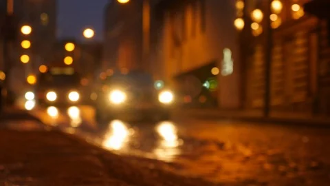 Motion of colorful diffused blurred and defocused twinkling light of city trafic Stock Footage 107627787