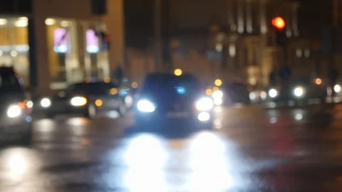 Motion of colorful diffused blurred and defocused twinkling light of city trafic Stock Footage 108517260