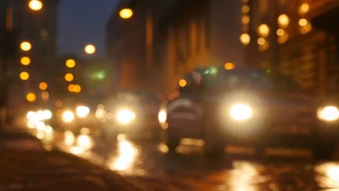 Motion of colorful diffused blurred and defocused twinkling light of city trafic Stock Footage 108732540