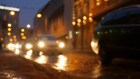 Motion of colorful diffused blurred and defocused twinkling light of city trafic Stock Footage 109420470