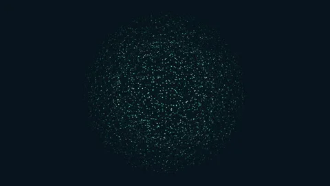 Motion colorful dots in sphere in dark space Stock Footage 230063989
