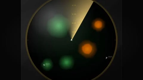 Motion of colorful lights on a dark circular dial, dynamic visual display f.. Video stock 342528754