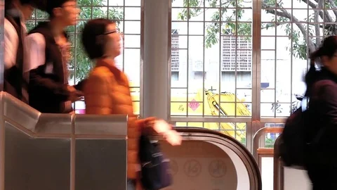 Motion of commuters taking escalator for going to MRT platform Video stock 84957141