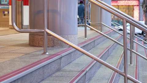 Motion of commuters walking on stair at MRT entrance in Taipei Taiwan Video stock 90281125