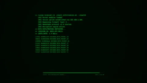 Motion of computer screen displaying hacking code in a dark environment for.. Vídeos de archivo 342564163
