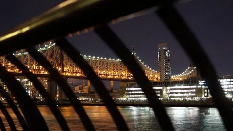 Motion Control Time-lapse of the 59th Street Bridge and Full Moon Rising Stock Footage 74134157